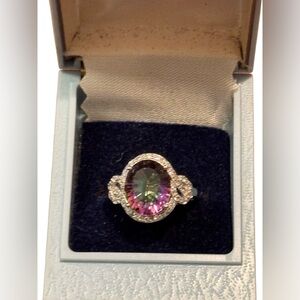 Sterling Silver 925 Multicolor Mystic SimTopaz Gemstone Ring